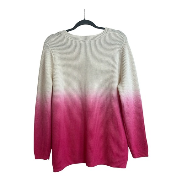 Crown and Ivy Pink and Cream Women's Cotton Ombre Sweater Size Large - Picture 2 of 3
